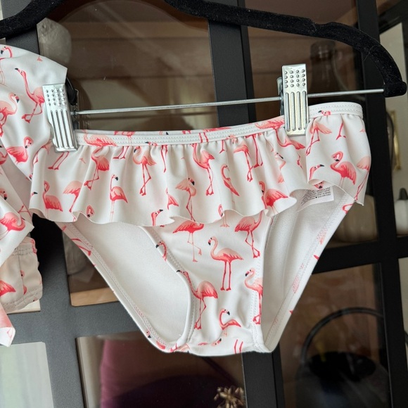 Janie & Jack toddler bikini set Recycled Flamingo Ruffle 2-Piece Swimsuit print - Picture 5 of 9
